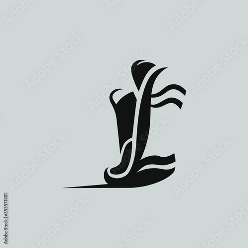 Abstract running shoe symbol on gray backdrop. Design element