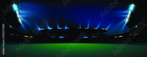 Football arena field with bright stadium lights vector eps10