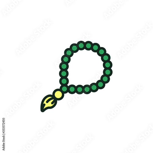 Tasbeeh, muslim Tasbih for glorify, zikir and dua, islamic rosary beads. Prayer ropes, ramadan equipment. prayer beads, tasbih, ramadan icon. Vector illustration. Design on white background. EPS 10