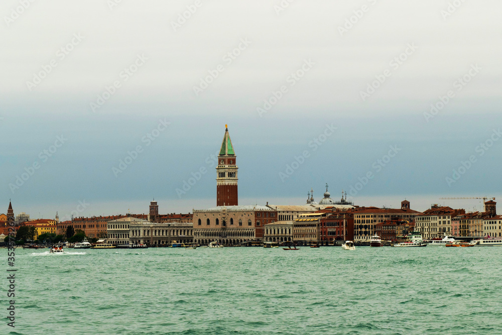 City scenery in Venice from the waterfront
