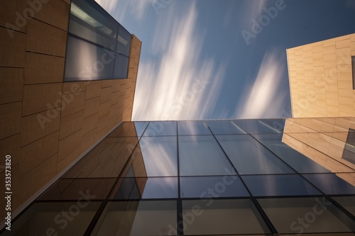 Low angle closeup shot of modern architecture in Columbia, MO