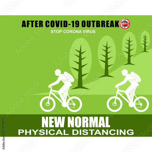 New normal concept and physical distancing people keep distance from each other to prevent from disease outbreak