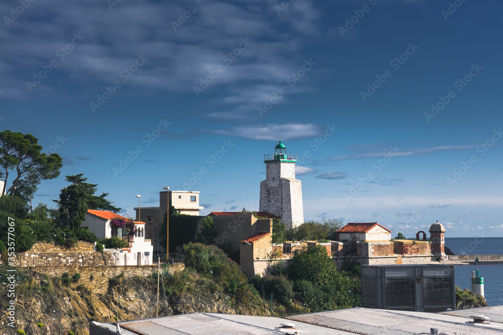 Fort Fanal Lighthouse in Port-Vendres, Catalonia, France