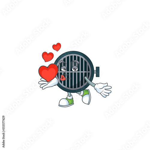 A gorgeous caricature design of grill with red hearts