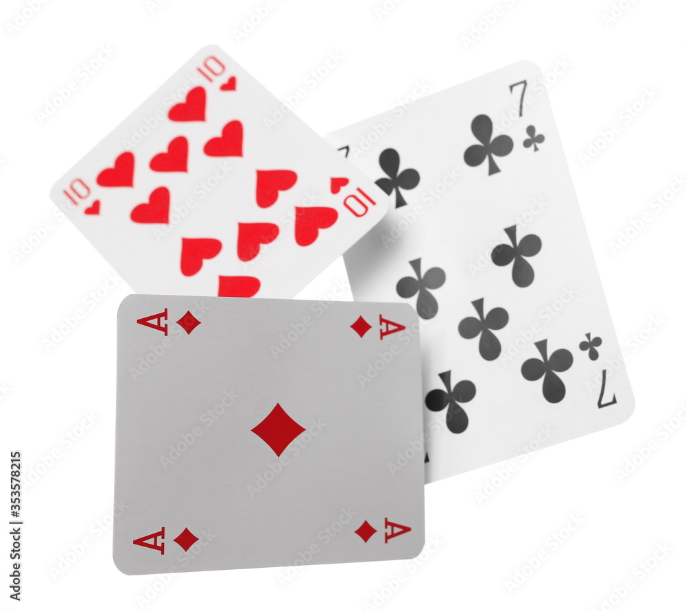 Poker playing cards isolated on white background with clipping path Poker playing cards isolated on white background with clipping path
