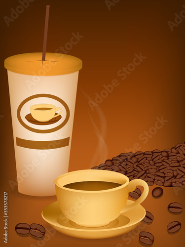 Coffee cup and coffee bean vector