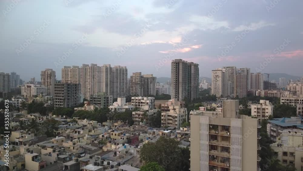 Beautiful small township in Mumbai city corporate aerial view video background 