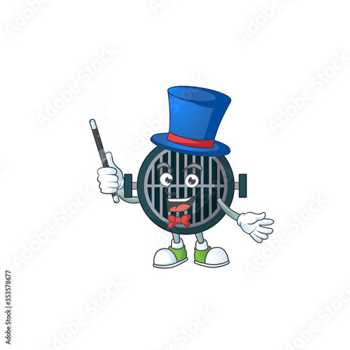 Talented grill Magician cartoon mascot design style