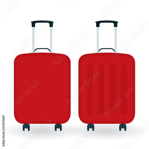 Suitcase. Suitcases front view vector illustration collection. Part of set. 