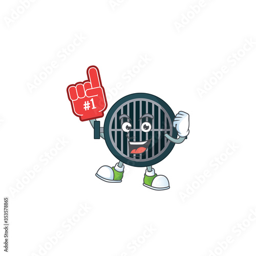 Grill Cartoon character design style with a red foam finger