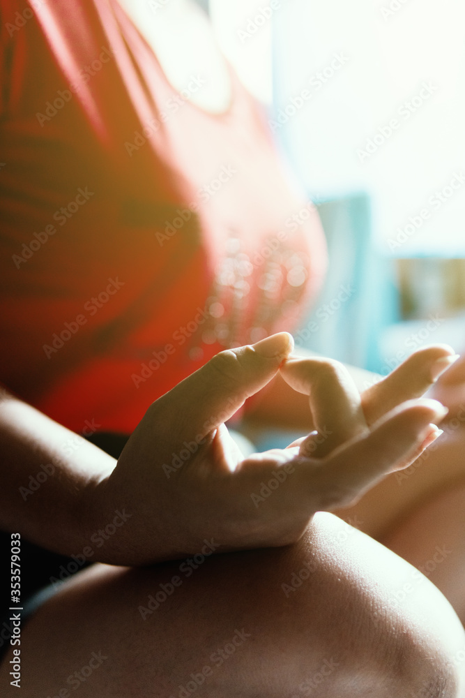 custom made wallpaper toronto digitalYoung woman meditating in bedroom