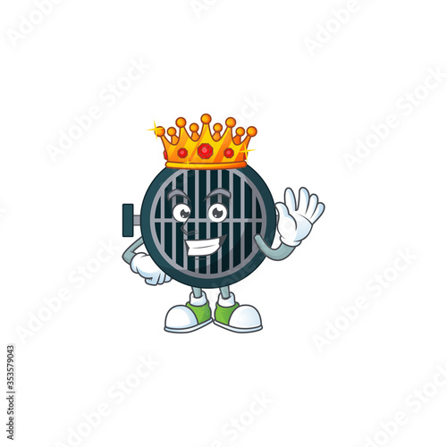 A charming King of grill cartoon character design with gold crown