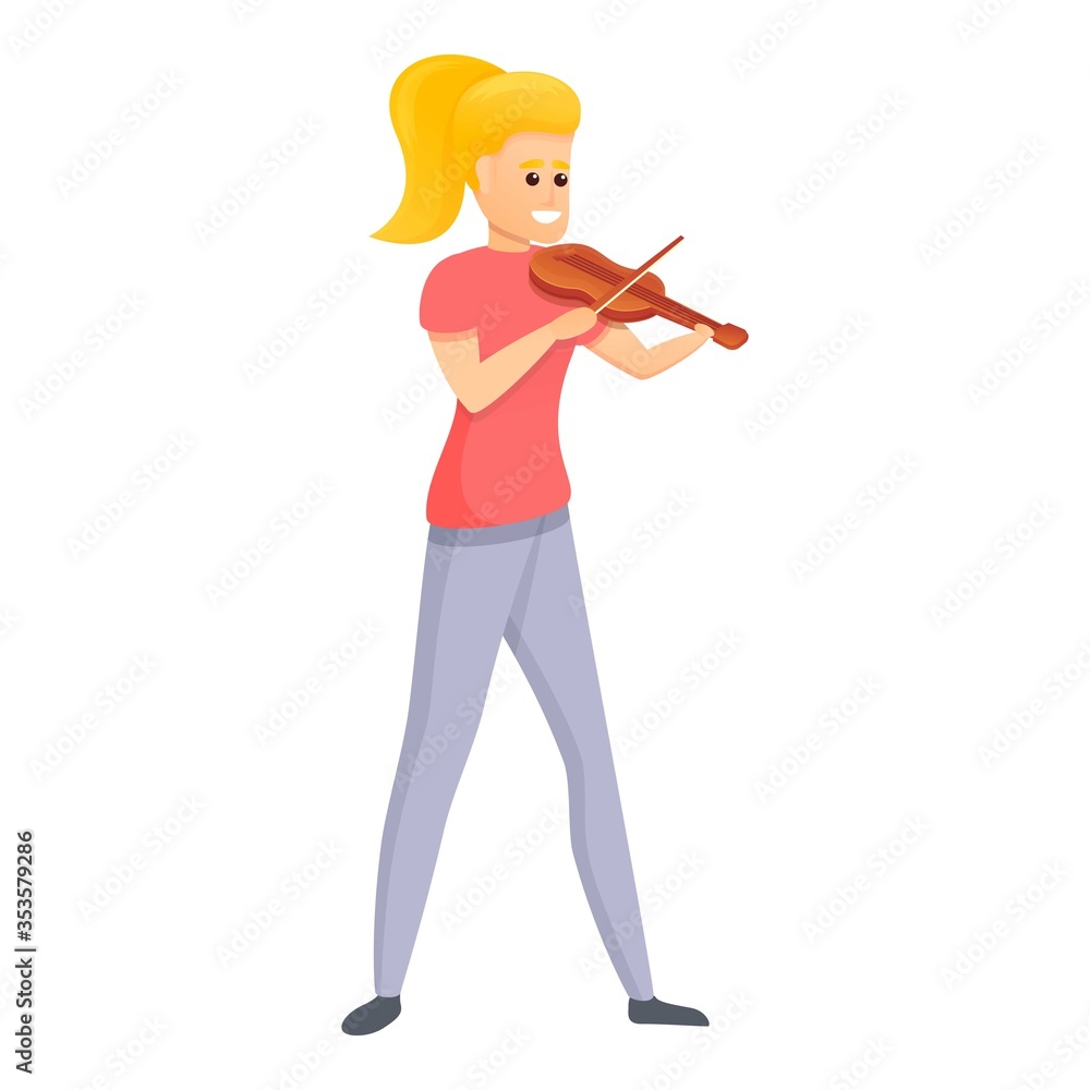 Girl violinist icon. Cartoon of girl violinist vector icon for web design isolated on white background Girl violinist icon. Cartoon of girl violinist vector icon for web design isolated on white background