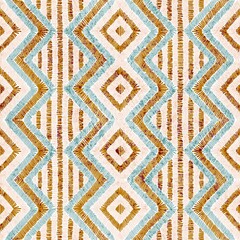 Gardinen Mustersammlungen Gesticktes nahtloses geometrisches Muster. Ornament für den Teppich. Ethnische und Stammesmotive. Vintage-Grunge-Textur. Bunter Druck von Handarbeit. Vektor-Illustration.  © flovie