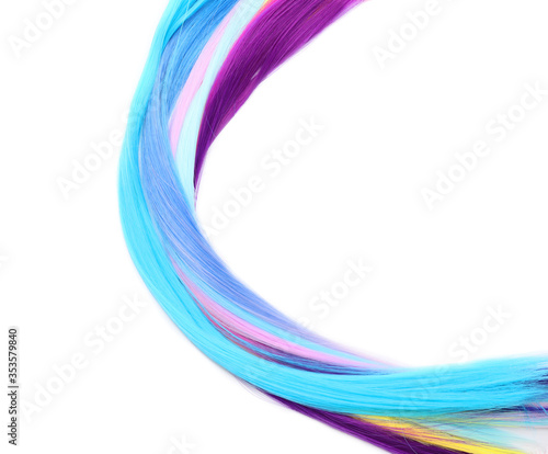 Colorful hair strand on white background