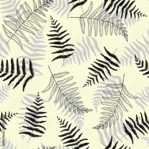 Seamless pattern design with fern leaves and branches. Repeating background for branding,package, fabric and textile, wrapping paper.