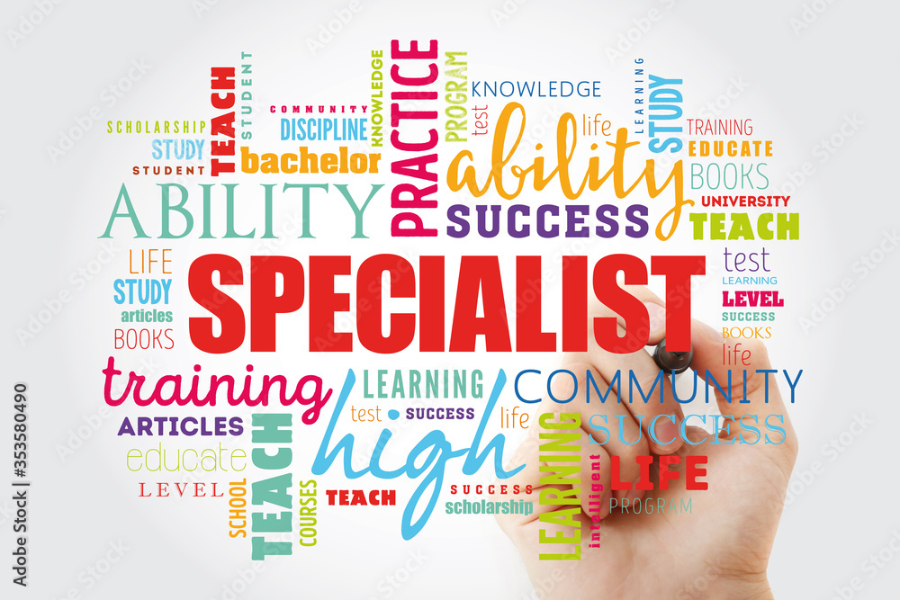 SPECIALIST word cloud collage, concept background SPECIALIST word cloud collage, concept background