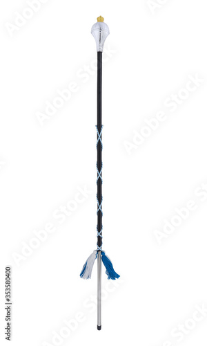 Blue White Drum Major Baton Mace, Music Instrument Isolated on White background