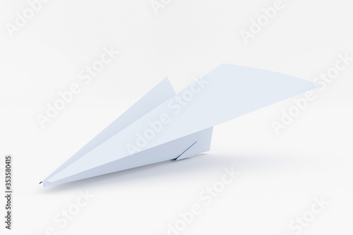 paper plane on white background - business concept free to move forward, 3d render, 3d illustration