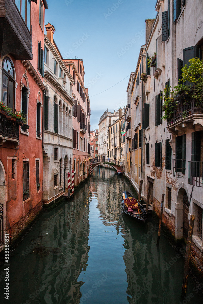 Empty streets and bridges of Venice, Italy