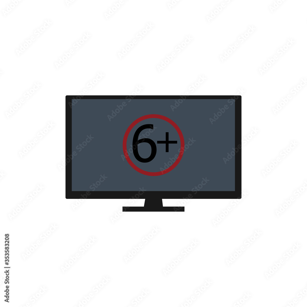 Illustration of an isolated warning signal with the text 6+ Illustration of an isolated warning signal with the text 6+