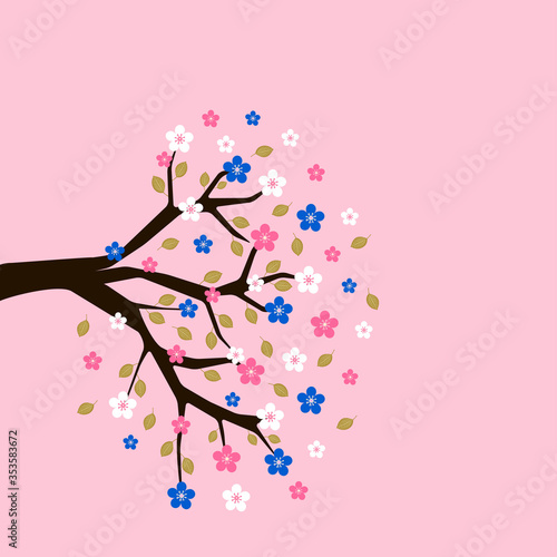 Cherry color. Sakura flowers are pink.