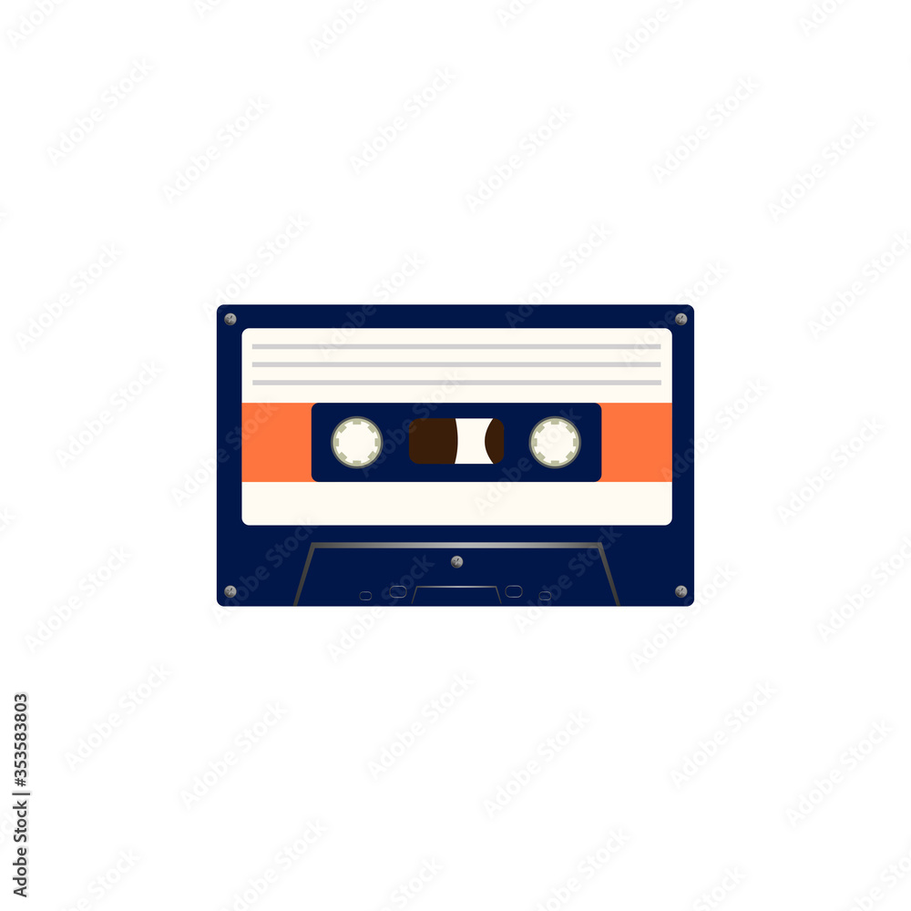 Retro vintage cassette tape vector illustration.