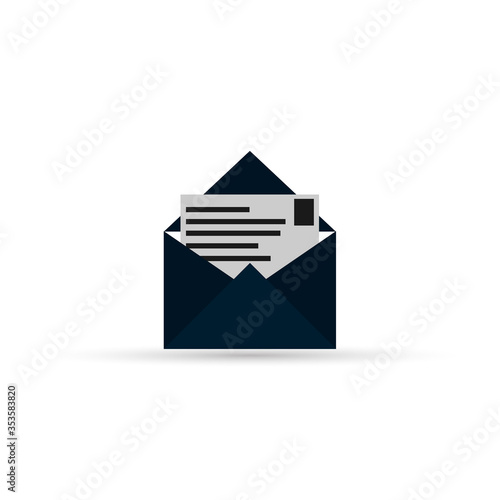 envelope with letter vector icon, mail icon photo