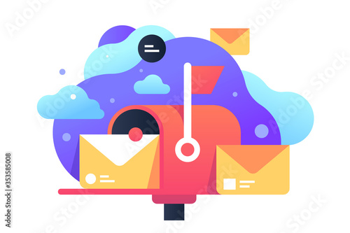 Isolated classic mailbox with letter icon for post.