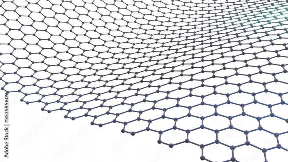physical structure of a new type modern material graphen single layer, waving isolated on white