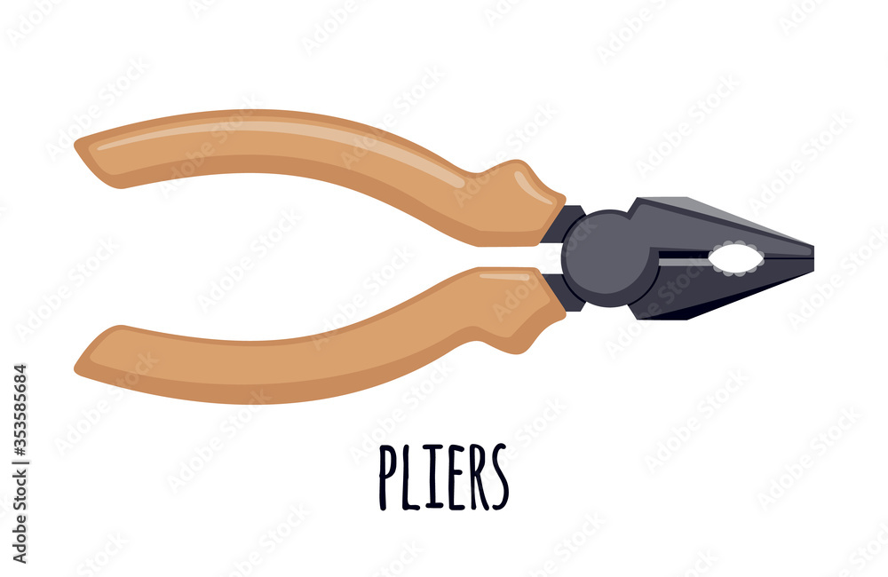 Vector cutting pliers icon in flat style isolated on white background. Vector cutting pliers icon in flat style isolated on white background.