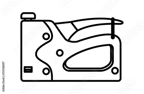 Construction stapler icon in line art style isolated on white background.