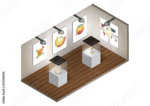 Isometric art gallery interior