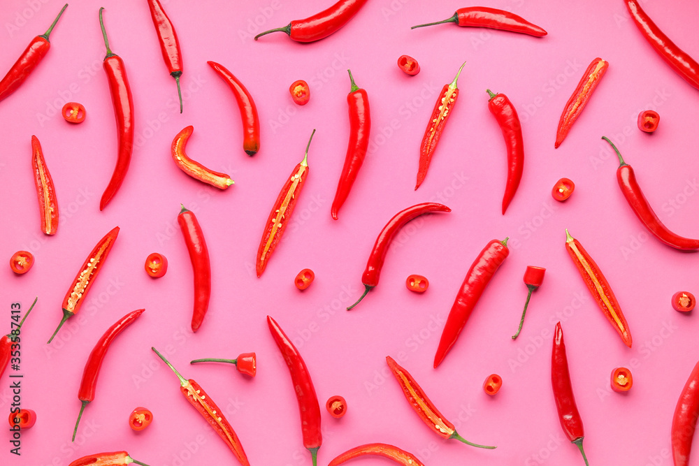 Hot chili pepper on color background Hot chili pepper on color background