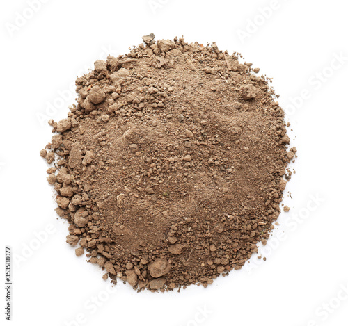 Heap of soil on white backg...