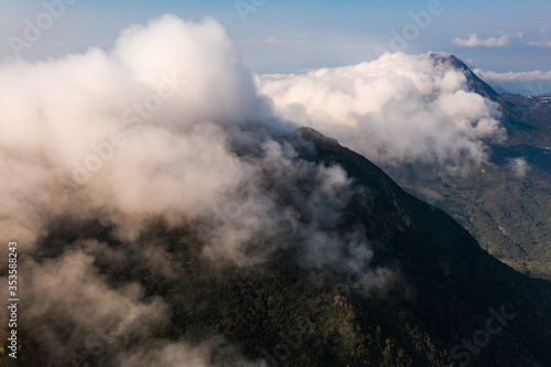 Hong Kong Sea of clouds aerial view scene from top
