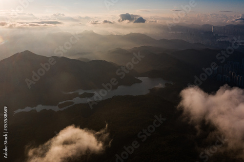 Hong Kong sea of cloud city landscape view scene