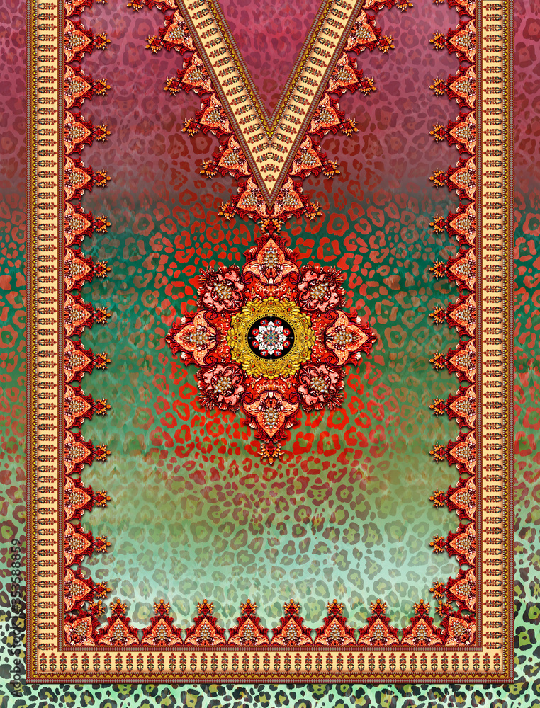 Digital Print Textile Caftan Design