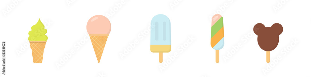 Ice cream icon set flat style Ice cream icon set flat style
