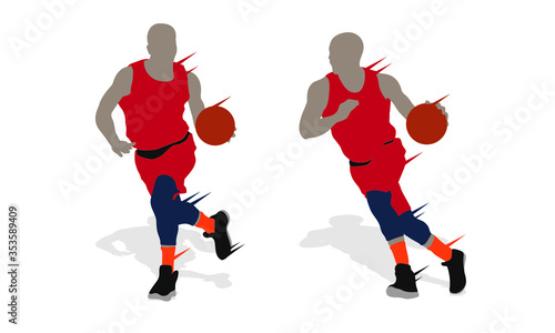Basketball player shape silhouette vector set action pose © Ronillo
