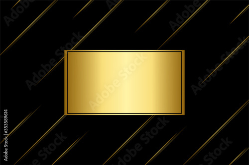 Abstract gold luxury with black background with rectangle geometric frame gold color and Oblique straight line, Luxury business card concept