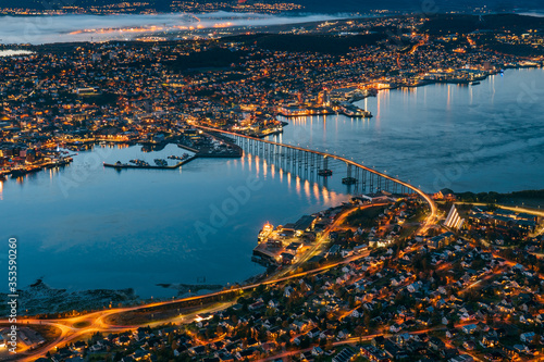 Norway Tromso city sunset view scene