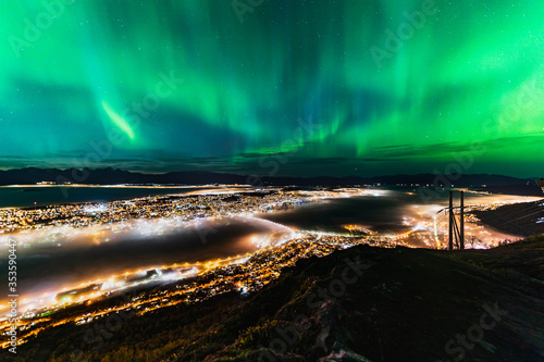 Norway Tromso Lofoten Islands aurora night view scene