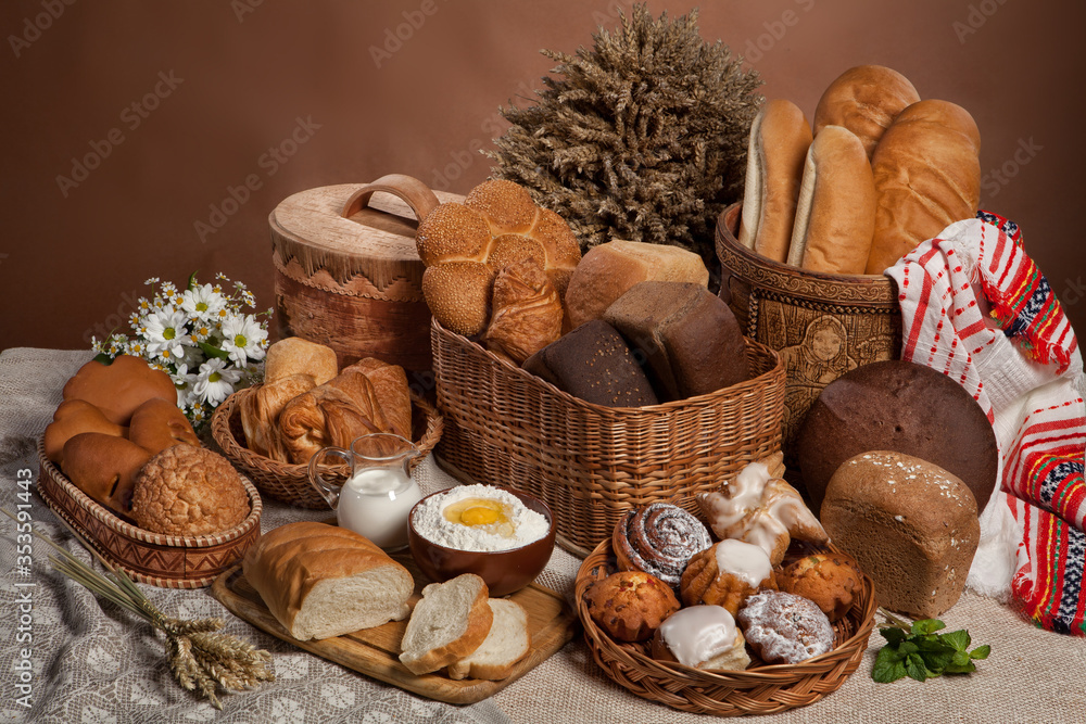 Still Life With Bread In Russian National Style Still Life With Bread In Russian National Style