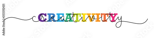 CREATIVITY rainbow gradient vector mixed typography with monoline calligraphy