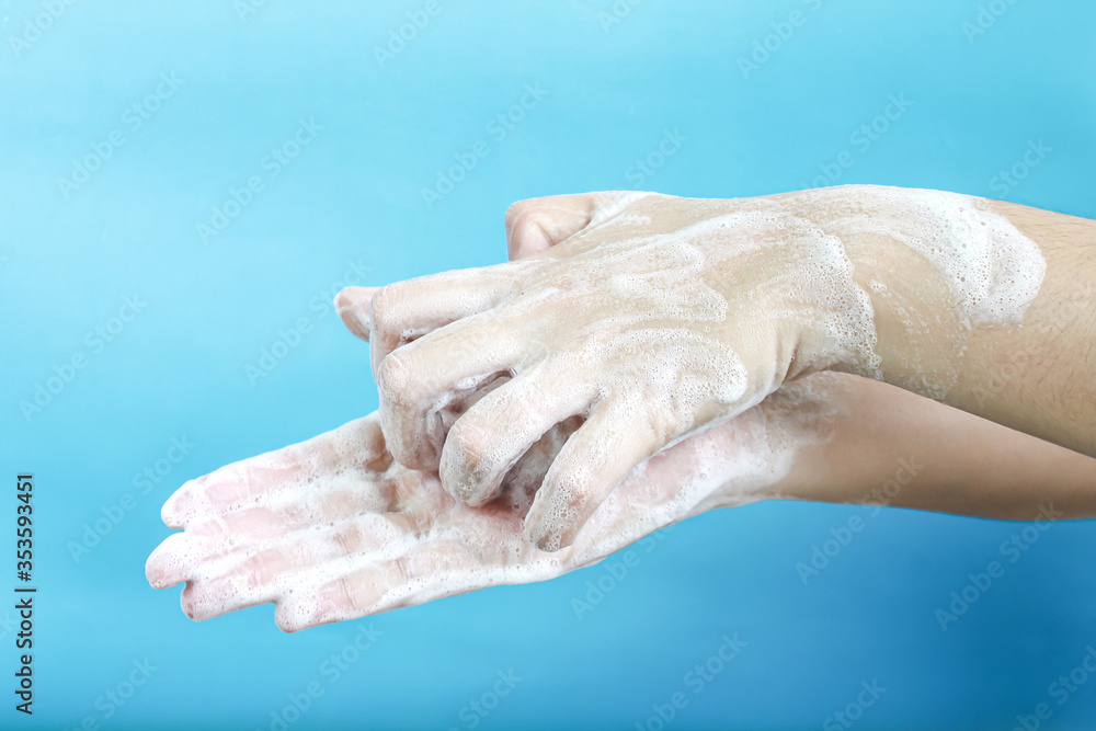 Fototapeta premium Hand washing, fingertip, rubbing palm