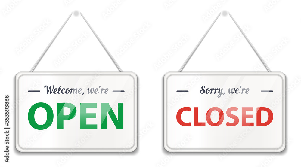 Open and close door signs, hanging shop signboards Open and close door signs, hanging shop signboards