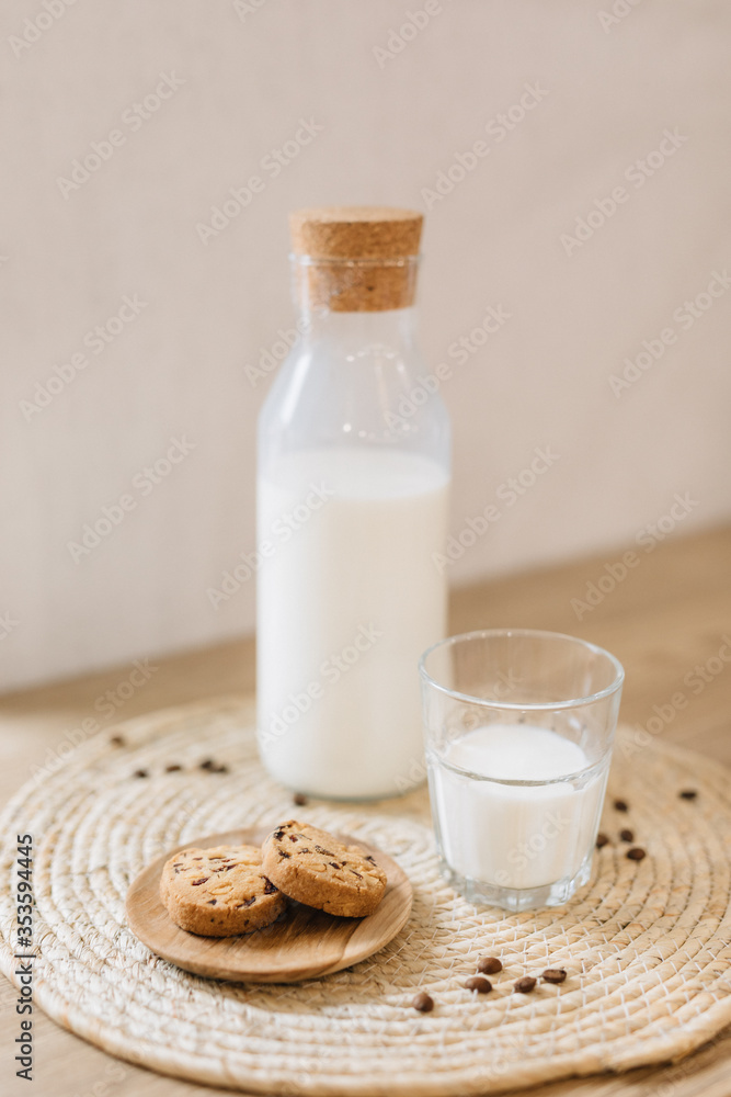 cookies and milk in a glass bottle cookies and milk in a glass bottle