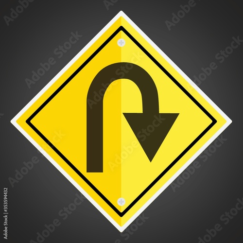 Right hairpin curve sign