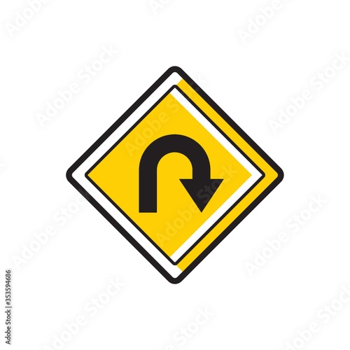 Right hairpin curve sign